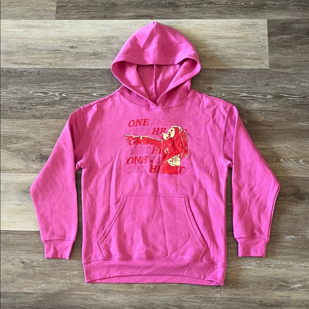 NWOT Zion Rootswear Girls Bob Marley Graphic Hoodie Pink Size L